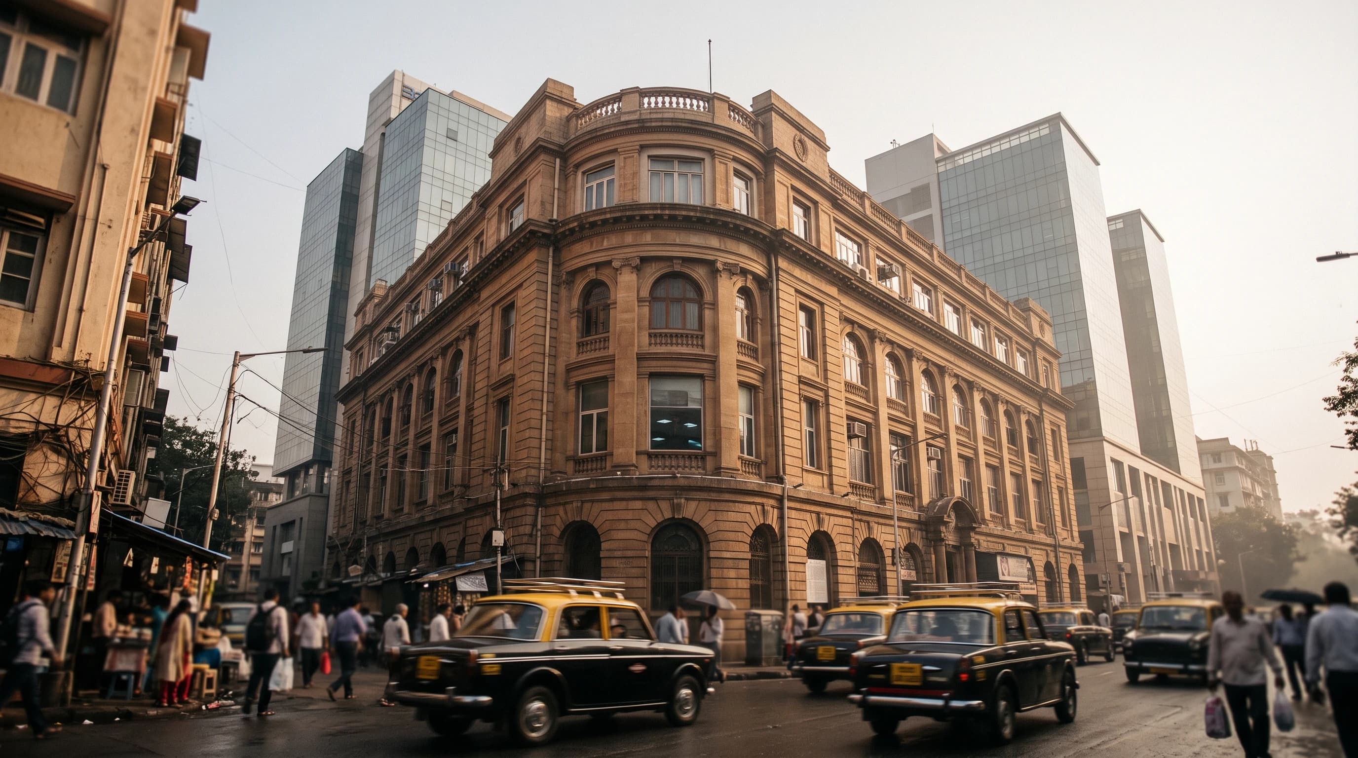 חזית בניין הבורסה לניירות ערך בבומביי (מומבאי), הודו